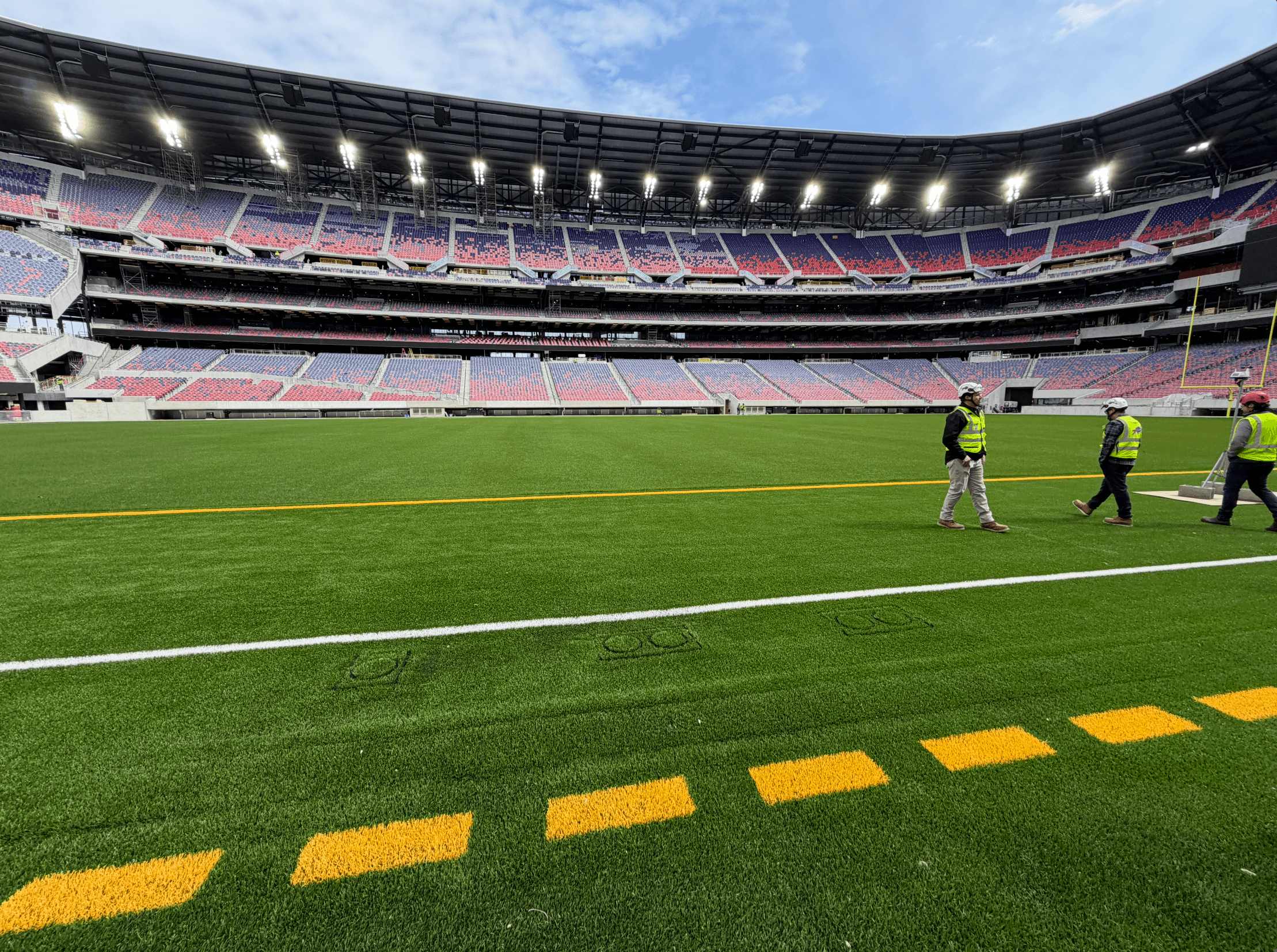Field-level view as you walk onto the field from the concourse of the Bills' new stadium.